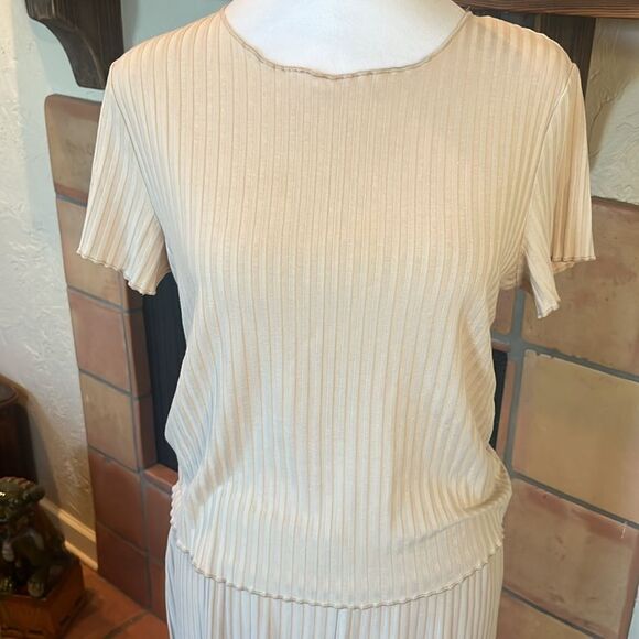 ALFANI INTIMATES RIBBED CROPPED PAJAMA PANTS SET, Cream, size M - Picture 2 of 12